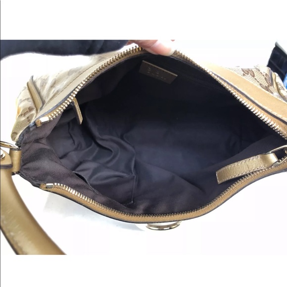 PREOWNED GUCCI PATENT LEATHER D RING HOBO HANDBAG - Picture 6 of 8